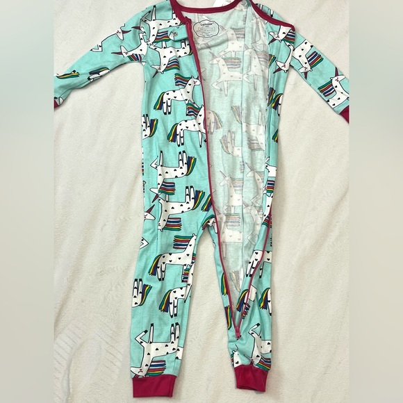 Lamaze Organic Aqua and Pink Unicorn Print Children’s 18 Months Zipper Sleeper - Picture 9 of 11